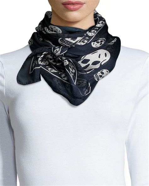 Classic Skull Scarf in Light Blue .